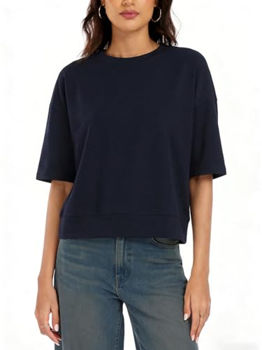 YOINS Short Sleeve T-Shirts for Women Oversized Crew Neck Soft Basic Tops